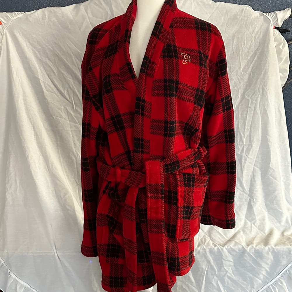 PINK Victoria's Secret Red and Black Checkered Robe